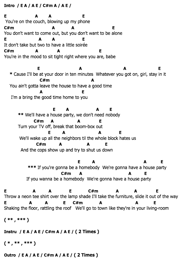 คอร์ดเพลง เนื้อเพลง House Party, คอร์ดเพลง House Party ของ Sam Hunt, คอร์ดเพลงของ Sam Hunt, เนื้อร้อง House Party Sam Hunt, House Party คอร์ดง่าย ๆ, คอร์ด House Party ต้นฉบับ
