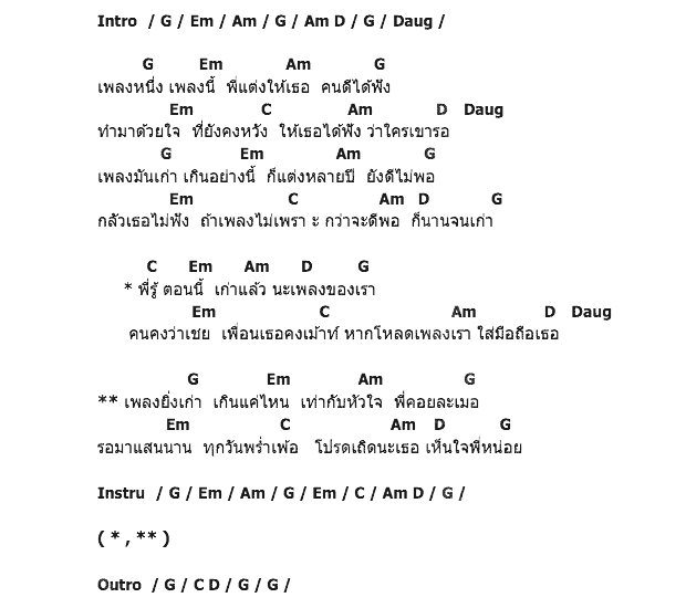 คอร์ดเพลง เนื้อเพลง เพลงเก่า, คอร์ดเพลง เพลงเก่า ของ ป้าง นครินทร์ กิ่งศักดิ์, คอร์ดเพลงของ ป้าง นครินทร์ กิ่งศักดิ์, เนื้อร้อง เพลงเก่า ป้าง นครินทร์ กิ่งศักดิ์, เพลงเก่า คอร์ดง่าย ๆ, คอร์ด เพลงเก่า ต้นฉบับ