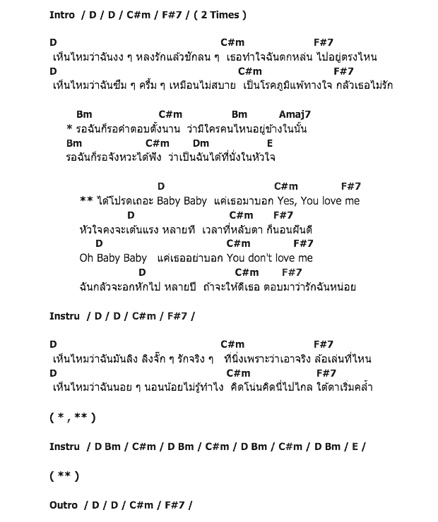 คอร์ดเพลง เนื้อเพลง Baby Baby, คอร์ดเพลง Baby Baby ของ เชษฐา ยารสเอก, คอร์ดเพลงของ เชษฐา ยารสเอก, เนื้อร้อง Baby Baby เชษฐา ยารสเอก, Baby Baby คอร์ดง่าย ๆ, คอร์ด Baby Baby ต้นฉบับ