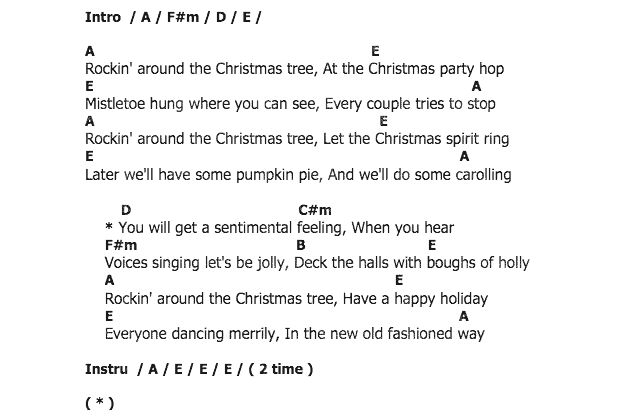 คอร์ดเพลง เนื้อเพลง Rockin' Around The Christmas Tree, คอร์ดเพลง Rockin' Around The Christmas Tree ของ Brenda Lee, คอร์ดเพลงของ Brenda Lee, เนื้อร้อง Rockin' Around The Christmas Tree Brenda Lee, Rockin' Around The Christmas Tree คอร์ดง่าย ๆ, คอร์ด Rockin' Around The Christmas Tree ต้นฉบับ