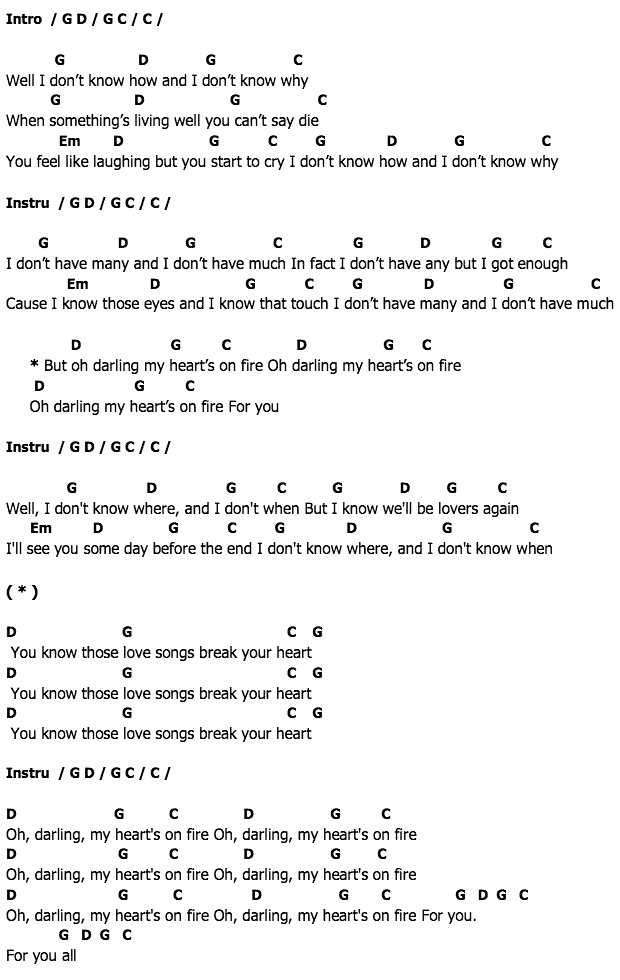 คอร์ดเพลง เนื้อเพลง Heart's On Fire, คอร์ดเพลง Heart's On Fire ของ Passenger, คอร์ดเพลงของ Passenger, เนื้อร้อง Heart's On Fire Passenger, Heart's On Fire คอร์ดง่าย ๆ, คอร์ด Heart's On Fire ต้นฉบับ