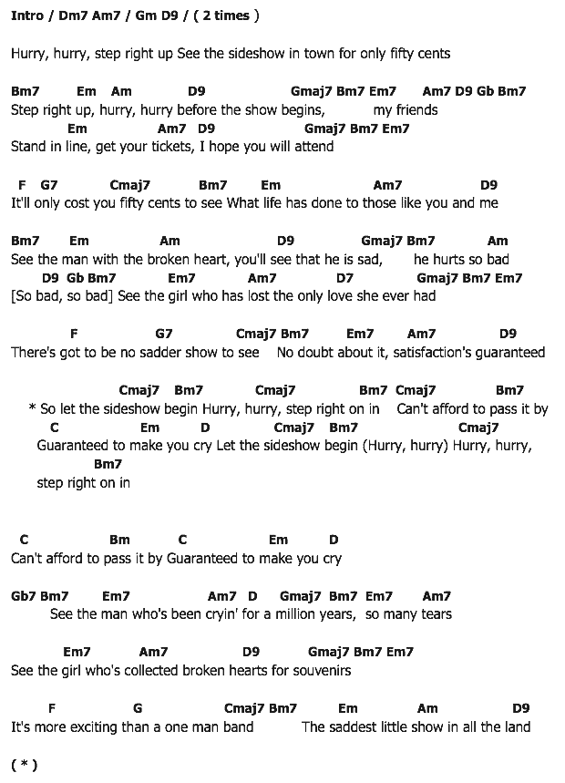 คอร์ดเพลง เนื้อเพลง Sideshow, คอร์ดเพลง Sideshow ของ Blue Magic, คอร์ดเพลงของ Blue Magic, เนื้อร้อง Sideshow Blue Magic, Sideshow คอร์ดง่าย ๆ, คอร์ด Sideshow ต้นฉบับ