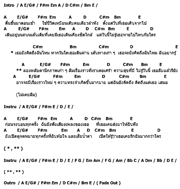 คอร์ดเพลง เนื้อเพลง ถนนที่ไม่มีเธอ, คอร์ดเพลง ถนนที่ไม่มีเธอ ของ Zaadoat, คอร์ดเพลงของ Zaadoat, เนื้อร้อง ถนนที่ไม่มีเธอ Zaadoat, ถนนที่ไม่มีเธอ คอร์ดง่าย ๆ, คอร์ด ถนนที่ไม่มีเธอ ต้นฉบับ