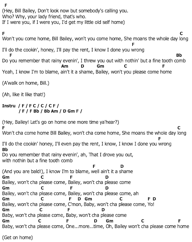 คอร์ดเพลง เนื้อเพลง Bill Bailey, คอร์ดเพลง Bill Bailey ของ Bobby Darin, คอร์ดเพลงของ Bobby Darin, เนื้อร้อง Bill Bailey Bobby Darin, Bill Bailey คอร์ดง่าย ๆ, คอร์ด Bill Bailey ต้นฉบับ