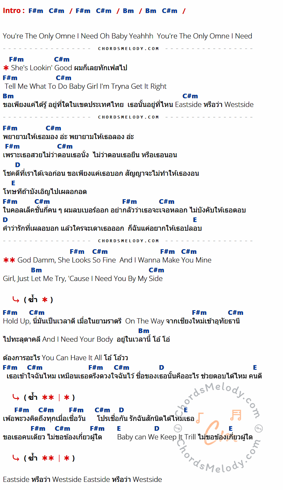 เนื้อเพลง กึ๊ดยาก ของ ILLSLICK ที่มีคอร์ดกีต้าร์ F#m,C#m,Bm,D,E