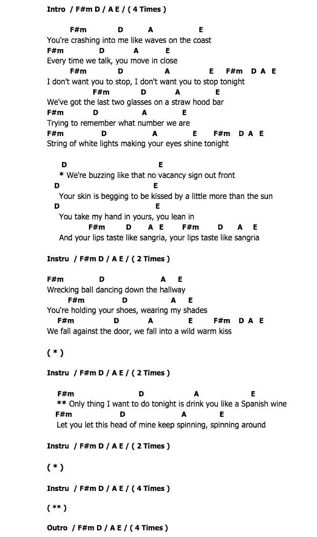 คอร์ดเพลง เนื้อเพลง Sangria, คอร์ดเพลง Sangria ของ Blake Shelton, คอร์ดเพลงของ Blake Shelton, เนื้อร้อง Sangria Blake Shelton, Sangria คอร์ดง่าย ๆ, คอร์ด Sangria ต้นฉบับ