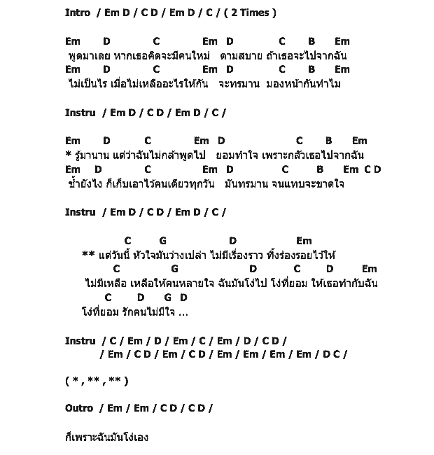 คอร์ดเพลง เนื้อเพลง ฉันโง่เอง, คอร์ดเพลง ฉันโง่เอง ของ พงษ์พัฒน์ วชิรบรรจง, คอร์ดเพลงของ พงษ์พัฒน์ วชิรบรรจง, เนื้อร้อง ฉันโง่เอง พงษ์พัฒน์ วชิรบรรจง, ฉันโง่เอง คอร์ดง่าย ๆ, คอร์ด ฉันโง่เอง ต้นฉบับ