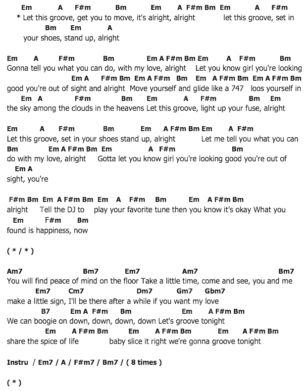 คอร์ดเพลง เนื้อเพลง Let's Groove, คอร์ดเพลง Let's Groove ของ Earth Wind And Fire, คอร์ดเพลงของ Earth Wind And Fire, เนื้อร้อง Let's Groove Earth Wind And Fire, Let's Groove คอร์ดง่าย ๆ, คอร์ด Let's Groove ต้นฉบับ