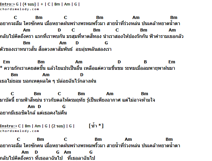 คอร์ดเพลง เนื้อเพลง ฝน, คอร์ดเพลง ฝน ของ Black Head, คอร์ดเพลงของ Black Head, เนื้อร้อง ฝน Black Head, ฝน คอร์ดง่าย ๆ, คอร์ด ฝน ต้นฉบับ