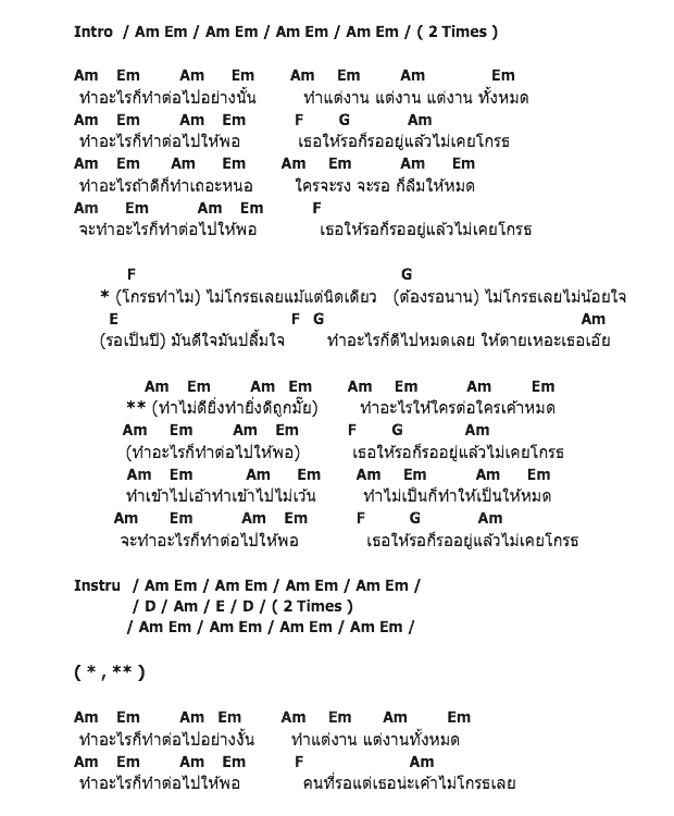 คอร์ดเพลง เนื้อเพลง ไม่โกรธเลย, คอร์ดเพลง ไม่โกรธเลย ของ Inca, คอร์ดเพลงของ Inca, เนื้อร้อง ไม่โกรธเลย Inca, ไม่โกรธเลย คอร์ดง่าย ๆ, คอร์ด ไม่โกรธเลย ต้นฉบับ