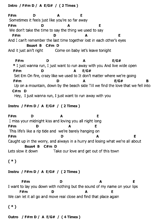 คอร์ดเพลง เนื้อเพลง Run Away With You, คอร์ดเพลง Run Away With You ของ Big & Rich, คอร์ดเพลงของ Big & Rich, เนื้อร้อง Run Away With You Big & Rich, Run Away With You คอร์ดง่าย ๆ, คอร์ด Run Away With You ต้นฉบับ