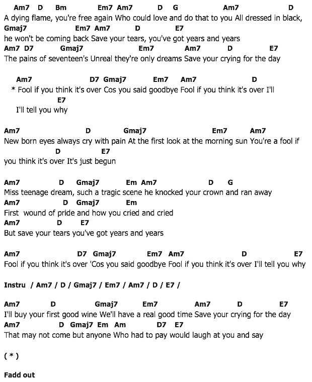 คอร์ดเพลง เนื้อเพลง Fool If Think It's Over, คอร์ดเพลง Fool If Think It's Over ของ Chris Rea, คอร์ดเพลงของ Chris Rea, เนื้อร้อง Fool If Think It's Over Chris Rea, Fool If Think It's Over คอร์ดง่าย ๆ, คอร์ด Fool If Think It's Over ต้นฉบับ