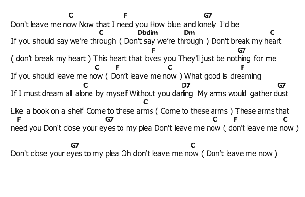 คอร์ดเพลง เนื้อเพลง Don't Leave Me Now, คอร์ดเพลง Don't Leave Me Now ของ Elvis presley, คอร์ดเพลงของ Elvis presley, เนื้อร้อง Don't Leave Me Now Elvis presley, Don't Leave Me Now คอร์ดง่าย ๆ, คอร์ด Don't Leave Me Now ต้นฉบับ