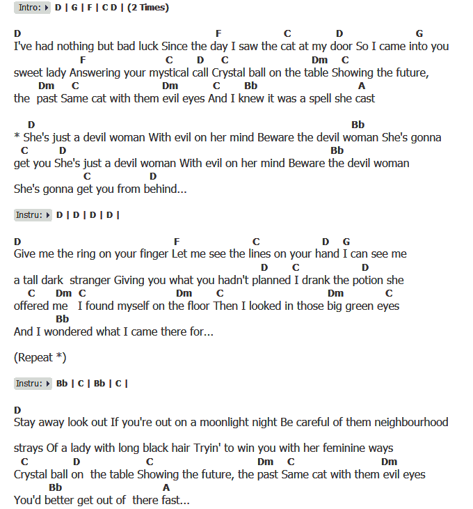 คอร์ดเพลง เนื้อเพลง Devil Women, คอร์ดเพลง Devil Women ของ Cliff Richard, คอร์ดเพลงของ Cliff Richard, เนื้อร้อง Devil Women Cliff Richard, Devil Women คอร์ดง่าย ๆ, คอร์ด Devil Women ต้นฉบับ