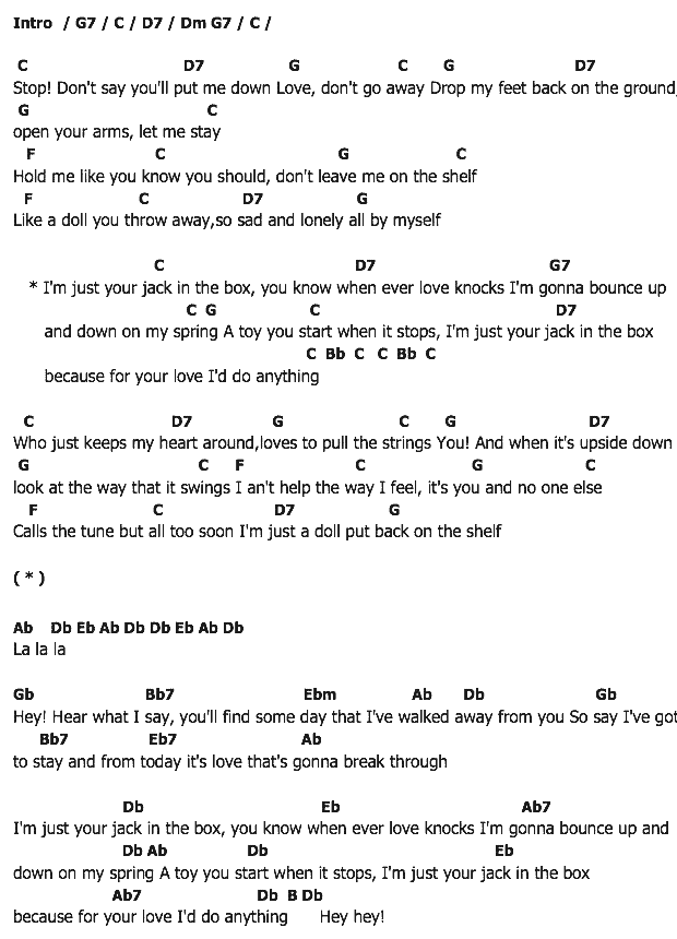 คอร์ดเพลง เนื้อเพลง Jack In The Box, คอร์ดเพลง Jack In The Box ของ Clodagh Rodgers, คอร์ดเพลงของ Clodagh Rodgers, เนื้อร้อง Jack In The Box Clodagh Rodgers, Jack In The Box คอร์ดง่าย ๆ, คอร์ด Jack In The Box ต้นฉบับ