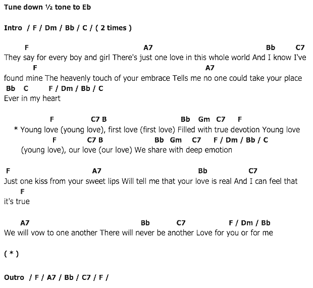 คอร์ดเพลง เนื้อเพลง Young Love, คอร์ดเพลง Young Love ของ Donna Osmands, คอร์ดเพลงของ Donna Osmands, เนื้อร้อง Young Love Donna Osmands, Young Love คอร์ดง่าย ๆ, คอร์ด Young Love ต้นฉบับ