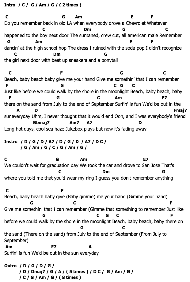 คอร์ดเพลง เนื้อเพลง Beach Baby, คอร์ดเพลง Beach Baby ของ First Class, คอร์ดเพลงของ First Class, เนื้อร้อง Beach Baby First Class, Beach Baby คอร์ดง่าย ๆ, คอร์ด Beach Baby ต้นฉบับ