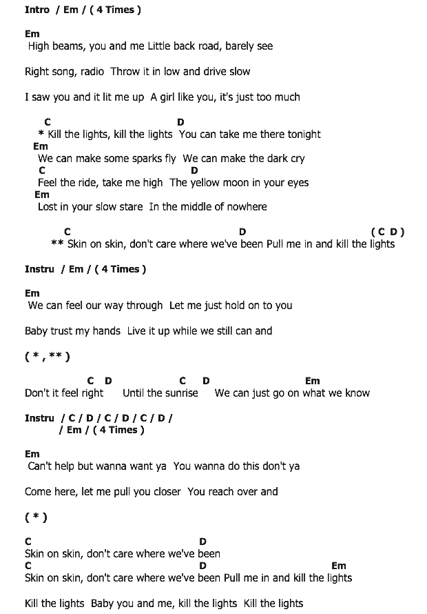 คอร์ดเพลง เนื้อเพลง Kill The Lights, คอร์ดเพลง Kill The Lights ของ Luke Bryan, คอร์ดเพลงของ Luke Bryan, เนื้อร้อง Kill The Lights Luke Bryan, Kill The Lights คอร์ดง่าย ๆ, คอร์ด Kill The Lights ต้นฉบับ