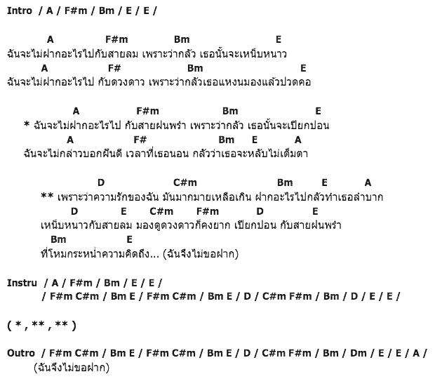 คอร์ดเพลง เนื้อเพลง ฉันไม่ขอฝาก, คอร์ดเพลง ฉันไม่ขอฝาก ของ อู๋ พันทาง อาร์สยาม, คอร์ดเพลงของ อู๋ พันทาง อาร์สยาม, เนื้อร้อง ฉันไม่ขอฝาก อู๋ พันทาง อาร์สยาม, ฉันไม่ขอฝาก คอร์ดง่าย ๆ, คอร์ด ฉันไม่ขอฝาก ต้นฉบับ