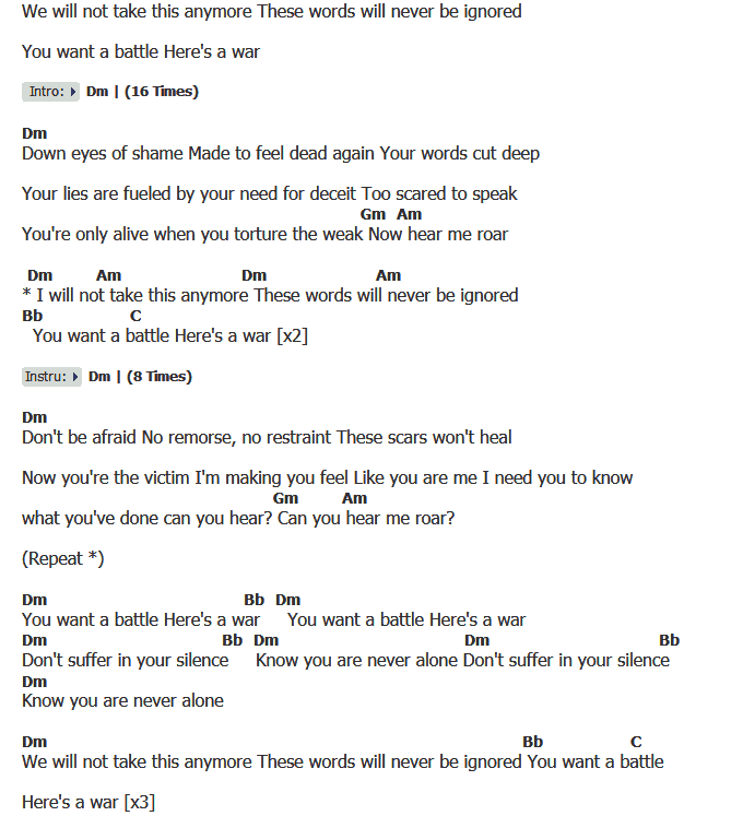 คอร์ดเพลง เนื้อเพลง You Want a Battle? (Here's a War), คอร์ดเพลง You Want a Battle? (Here's a War) ของ Bullet For My Valentine, คอร์ดเพลงของ Bullet For My Valentine, เนื้อร้อง You Want a Battle? (Here's a War) Bullet For My Valentine, You Want a Battle? (Here's a War) คอร์ดง่าย ๆ, คอร์ด You Want a Battle? (Here's a War) ต้นฉบับ