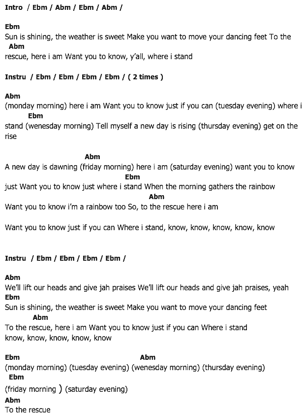 คอร์ดเพลง เนื้อเพลง Sun Is Shining, คอร์ดเพลง Sun Is Shining ของ Bob Marley, คอร์ดเพลงของ Bob Marley, เนื้อร้อง Sun Is Shining Bob Marley, Sun Is Shining คอร์ดง่าย ๆ, คอร์ด Sun Is Shining ต้นฉบับ