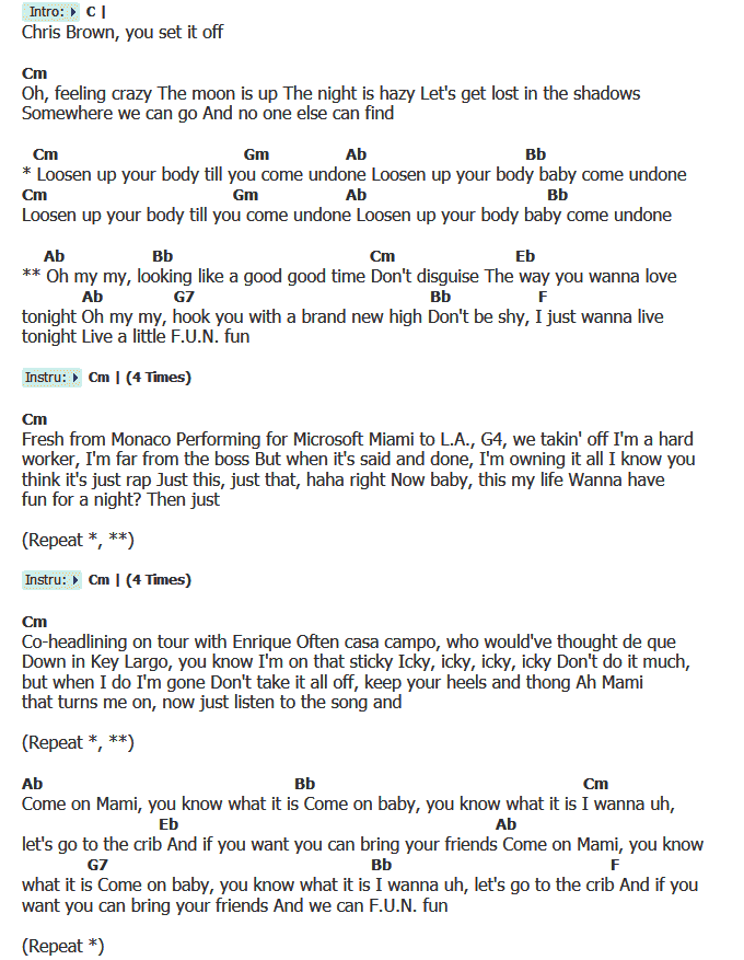 คอร์ดเพลง เนื้อเพลง Fun, คอร์ดเพลง Fun ของ Pitbull, คอร์ดเพลงของ Pitbull, เนื้อร้อง Fun Pitbull, Fun คอร์ดง่าย ๆ, คอร์ด Fun ต้นฉบับ