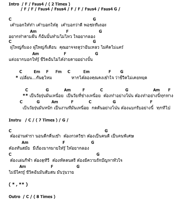 คอร์ดเพลง เนื้อเพลง เป็นวัยรุ่นมันเหนื่อย, คอร์ดเพลง เป็นวัยรุ่นมันเหนื่อย ของ Paradox, คอร์ดเพลงของ Paradox, เนื้อร้อง เป็นวัยรุ่นมันเหนื่อย Paradox, เป็นวัยรุ่นมันเหนื่อย คอร์ดง่าย ๆ, คอร์ด เป็นวัยรุ่นมันเหนื่อย ต้นฉบับ