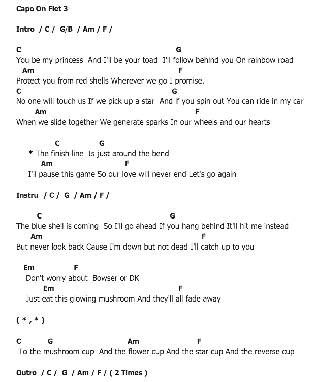 คอร์ดเพลง เนื้อเพลง Mario Kart Love Song, คอร์ดเพลง Mario Kart Love Song ของ Sam Hart, คอร์ดเพลงของ Sam Hart, เนื้อร้อง Mario Kart Love Song Sam Hart, Mario Kart Love Song คอร์ดง่าย ๆ, คอร์ด Mario Kart Love Song ต้นฉบับ
