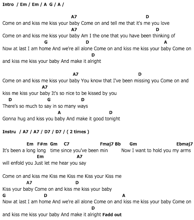 คอร์ดเพลง เนื้อเพลง Kiss Me Kiss Your Baby, คอร์ดเพลง Kiss Me Kiss Your Baby ของ Brotherhood Of Man, คอร์ดเพลงของ Brotherhood Of Man, เนื้อร้อง Kiss Me Kiss Your Baby Brotherhood Of Man, Kiss Me Kiss Your Baby คอร์ดง่าย ๆ, คอร์ด Kiss Me Kiss Your Baby ต้นฉบับ