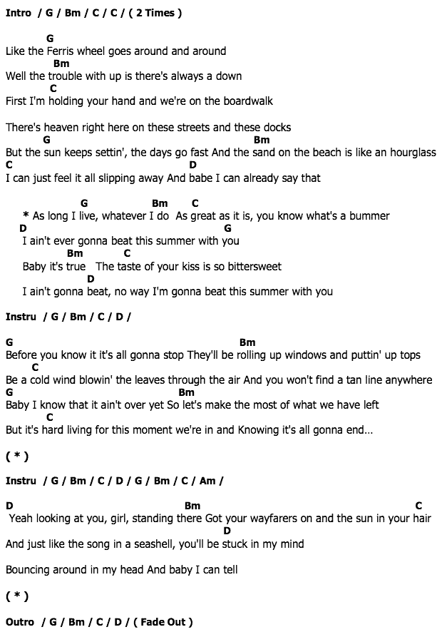คอร์ดเพลง เนื้อเพลง Beat This Summer, คอร์ดเพลง Beat This Summer ของ Brad Paisley, คอร์ดเพลงของ Brad Paisley, เนื้อร้อง Beat This Summer Brad Paisley, Beat This Summer คอร์ดง่าย ๆ, คอร์ด Beat This Summer ต้นฉบับ