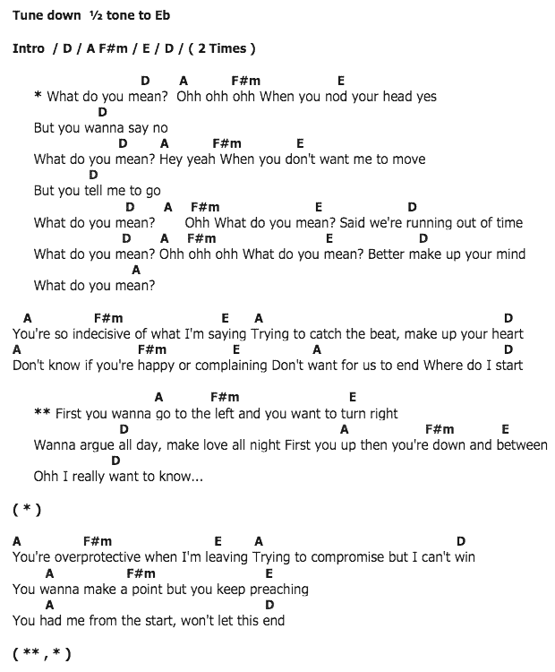 คอร์ดเพลง เนื้อเพลง What Do You Mean, คอร์ดเพลง What Do You Mean ของ JUSTIN BIEBER, คอร์ดเพลงของ JUSTIN BIEBER, เนื้อร้อง What Do You Mean JUSTIN BIEBER, What Do You Mean คอร์ดง่าย ๆ, คอร์ด What Do You Mean ต้นฉบับ