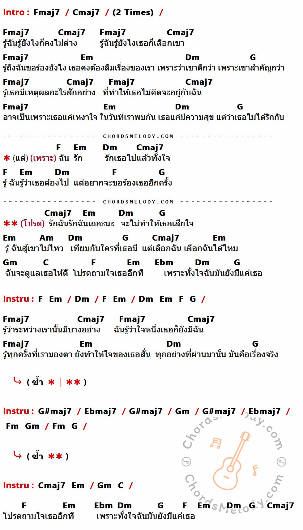 คอร์ดเพลง Please - เอิ๊ต ภัทรวี เนื้อร้อง มีคอร์ดกีต้าร์ ในกลุ่มคีย์ Fmaj7,Cmaj7,Em,Dm,G,F,Am,Gm,C,Ebm,G#maj7,Ebmaj7 กำกับ