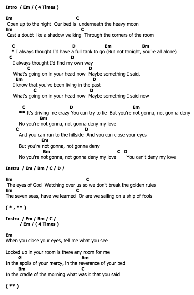 คอร์ดเพลง เนื้อเพลง Can't Deny My Love, คอร์ดเพลง Can't Deny My Love ของ Brandon Flowers, คอร์ดเพลงของ Brandon Flowers, เนื้อร้อง Can't Deny My Love Brandon Flowers, Can't Deny My Love คอร์ดง่าย ๆ, คอร์ด Can't Deny My Love ต้นฉบับ