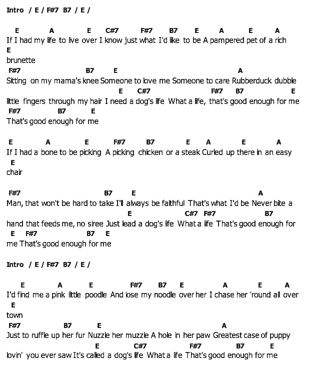 คอร์ดเพลง เนื้อเพลง A Dog ‘s Life, คอร์ดเพลง A Dog ‘s Life ของ Elvis presley, คอร์ดเพลงของ Elvis presley, เนื้อร้อง A Dog ‘s Life Elvis presley, A Dog ‘s Life คอร์ดง่าย ๆ, คอร์ด A Dog ‘s Life ต้นฉบับ