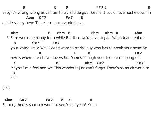 คอร์ดเพลง เนื้อเพลง There Is So much World To See, คอร์ดเพลง There Is So much World To See ของ Elvis presley, คอร์ดเพลงของ Elvis presley, เนื้อร้อง There Is So much World To See Elvis presley, There Is So much World To See คอร์ดง่าย ๆ, คอร์ด There Is So much World To See ต้นฉบับ