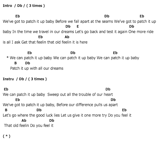 คอร์ดเพลง เนื้อเพลง Patch It Up, คอร์ดเพลง Patch It Up ของ Elvis presley, คอร์ดเพลงของ Elvis presley, เนื้อร้อง Patch It Up Elvis presley, Patch It Up คอร์ดง่าย ๆ, คอร์ด Patch It Up ต้นฉบับ