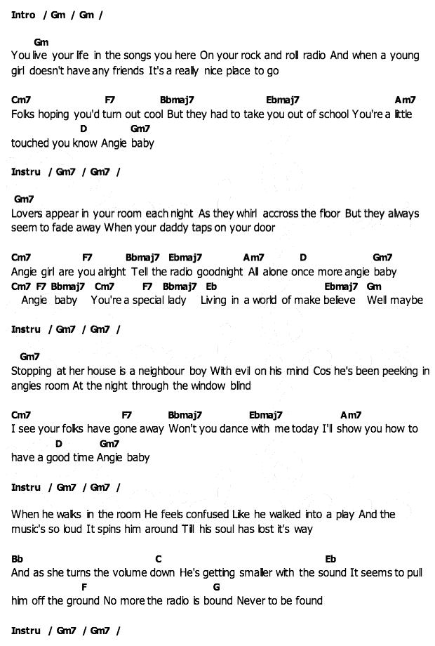 คอร์ดเพลง เนื้อเพลง Angie Baby, คอร์ดเพลง Angie Baby ของ Helen Readdy, คอร์ดเพลงของ Helen Readdy, เนื้อร้อง Angie Baby Helen Readdy, Angie Baby คอร์ดง่าย ๆ, คอร์ด Angie Baby ต้นฉบับ
