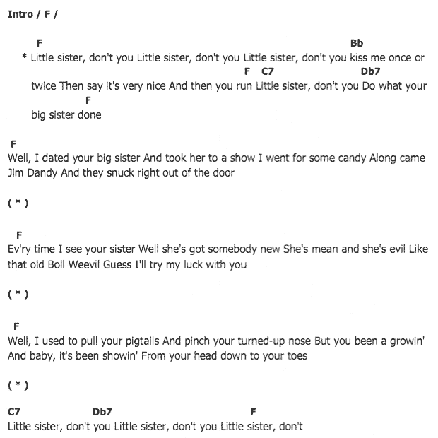 คอร์ดเพลง เนื้อเพลง Little Sister, คอร์ดเพลง Little Sister ของ Elvis presley, คอร์ดเพลงของ Elvis presley, เนื้อร้อง Little Sister Elvis presley, Little Sister คอร์ดง่าย ๆ, คอร์ด Little Sister ต้นฉบับ