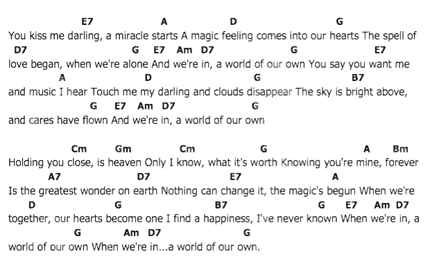 คอร์ดเพลง เนื้อเพลง A World Of Our Own, คอร์ดเพลง A World Of Our Own ของ Elvis presley, คอร์ดเพลงของ Elvis presley, เนื้อร้อง A World Of Our Own Elvis presley, A World Of Our Own คอร์ดง่าย ๆ, คอร์ด A World Of Our Own ต้นฉบับ