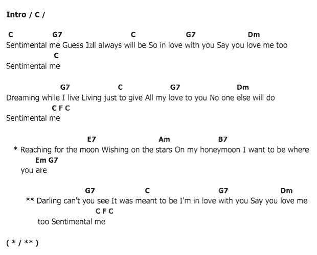 คอร์ดเพลง เนื้อเพลง Sentimental Me, คอร์ดเพลง Sentimental Me ของ Elvis presley, คอร์ดเพลงของ Elvis presley, เนื้อร้อง Sentimental Me Elvis presley, Sentimental Me คอร์ดง่าย ๆ, คอร์ด Sentimental Me ต้นฉบับ