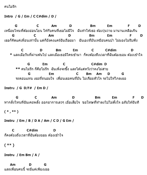 คอร์ดเพลง เนื้อเพลง ไม่รัก, คอร์ดเพลง ไม่รัก ของ Inca, คอร์ดเพลงของ Inca, เนื้อร้อง ไม่รัก Inca, ไม่รัก คอร์ดง่าย ๆ, คอร์ด ไม่รัก ต้นฉบับ