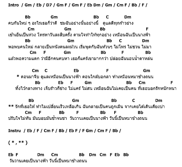 คอร์ดเพลง เนื้อเพลง นางฟ้ากับหมาข้างถนน, คอร์ดเพลง นางฟ้ากับหมาข้างถนน ของ ดอกรัก ดวงมาลา, คอร์ดเพลงของ ดอกรัก ดวงมาลา, เนื้อร้อง นางฟ้ากับหมาข้างถนน ดอกรัก ดวงมาลา, นางฟ้ากับหมาข้างถนน คอร์ดง่าย ๆ, คอร์ด นางฟ้ากับหมาข้างถนน ต้นฉบับ