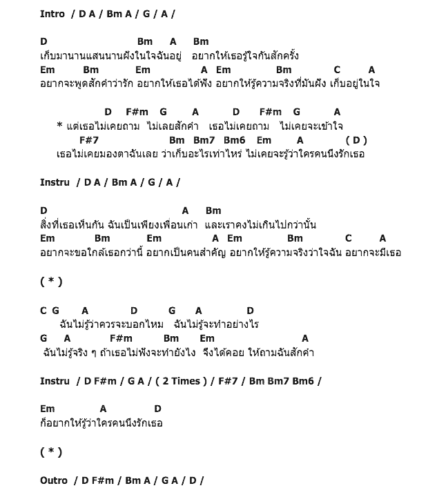 คอร์ดเพลง เนื้อเพลง เธอไม่เคยถาม, คอร์ดเพลง เธอไม่เคยถาม ของ โบ สุนิตา, คอร์ดเพลงของ โบ สุนิตา, เนื้อร้อง เธอไม่เคยถาม โบ สุนิตา, เธอไม่เคยถาม คอร์ดง่าย ๆ, คอร์ด เธอไม่เคยถาม ต้นฉบับ