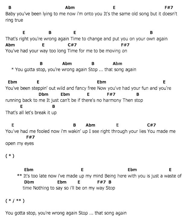 คอร์ดเพลง เนื้อเพลง You Gotta stop, คอร์ดเพลง You Gotta stop ของ Elvis presley, คอร์ดเพลงของ Elvis presley, เนื้อร้อง You Gotta stop Elvis presley, You Gotta stop คอร์ดง่าย ๆ, คอร์ด You Gotta stop ต้นฉบับ