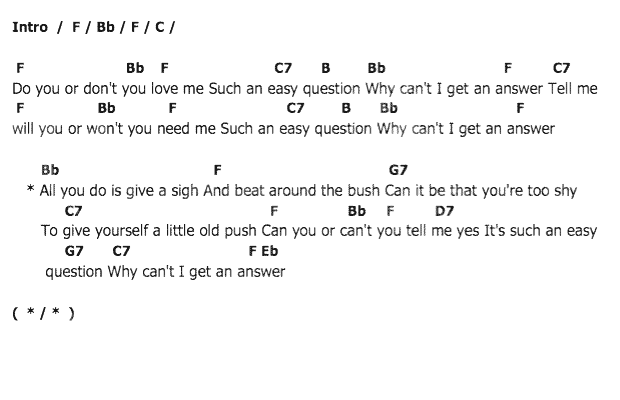 คอร์ดเพลง เนื้อเพลง Easy Question, คอร์ดเพลง Easy Question ของ Elvis presley, คอร์ดเพลงของ Elvis presley, เนื้อร้อง Easy Question Elvis presley, Easy Question คอร์ดง่าย ๆ, คอร์ด Easy Question ต้นฉบับ