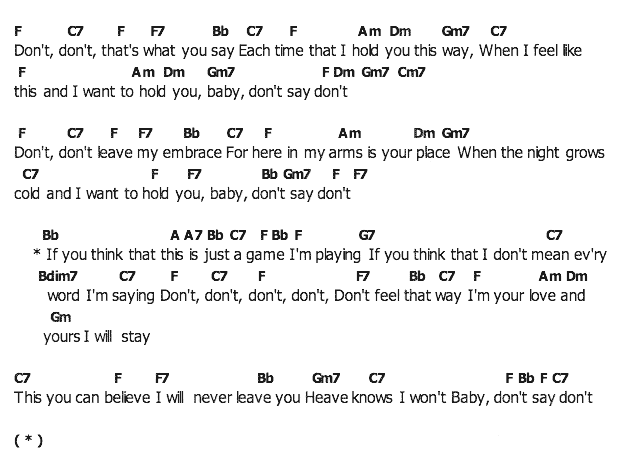 คอร์ดเพลง เนื้อเพลง Don't, คอร์ดเพลง Don't ของ Elvis presley, คอร์ดเพลงของ Elvis presley, เนื้อร้อง Don't Elvis presley, Don't คอร์ดง่าย ๆ, คอร์ด Don't ต้นฉบับ