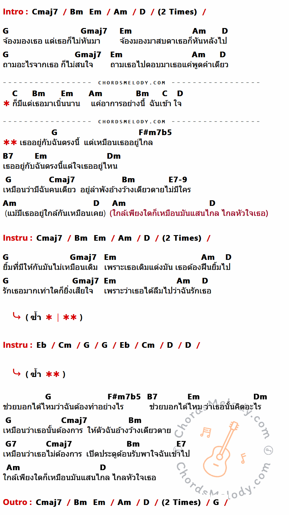 คอร์ดเพลง ใกล้แต่ไกล - Crescendo เนื้อร้อง มีคอร์ดกีต้าร์ ในกลุ่มคีย์ Cmaj7,Am,D,G,Gmaj7,Em,C,Bm,F#m7b5,B7,Dm,E7-9,Eb,Cm,G7,E7 กำกับ